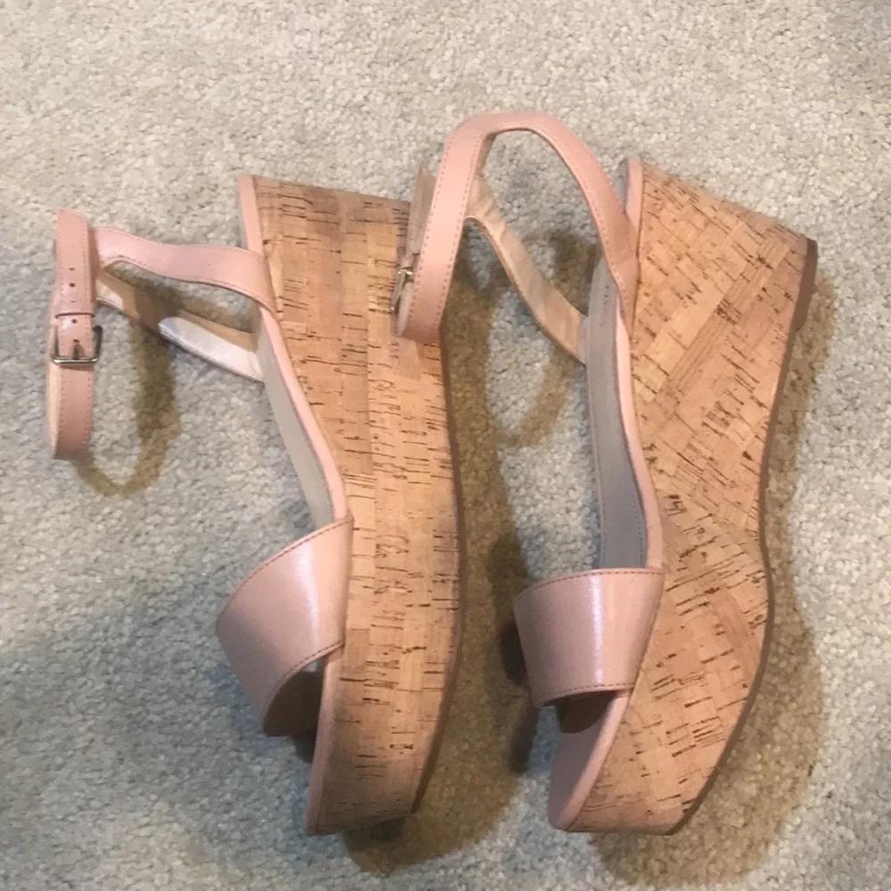 Nine West Pale Pink Ankle Strap Wedge Sandal-Size 10